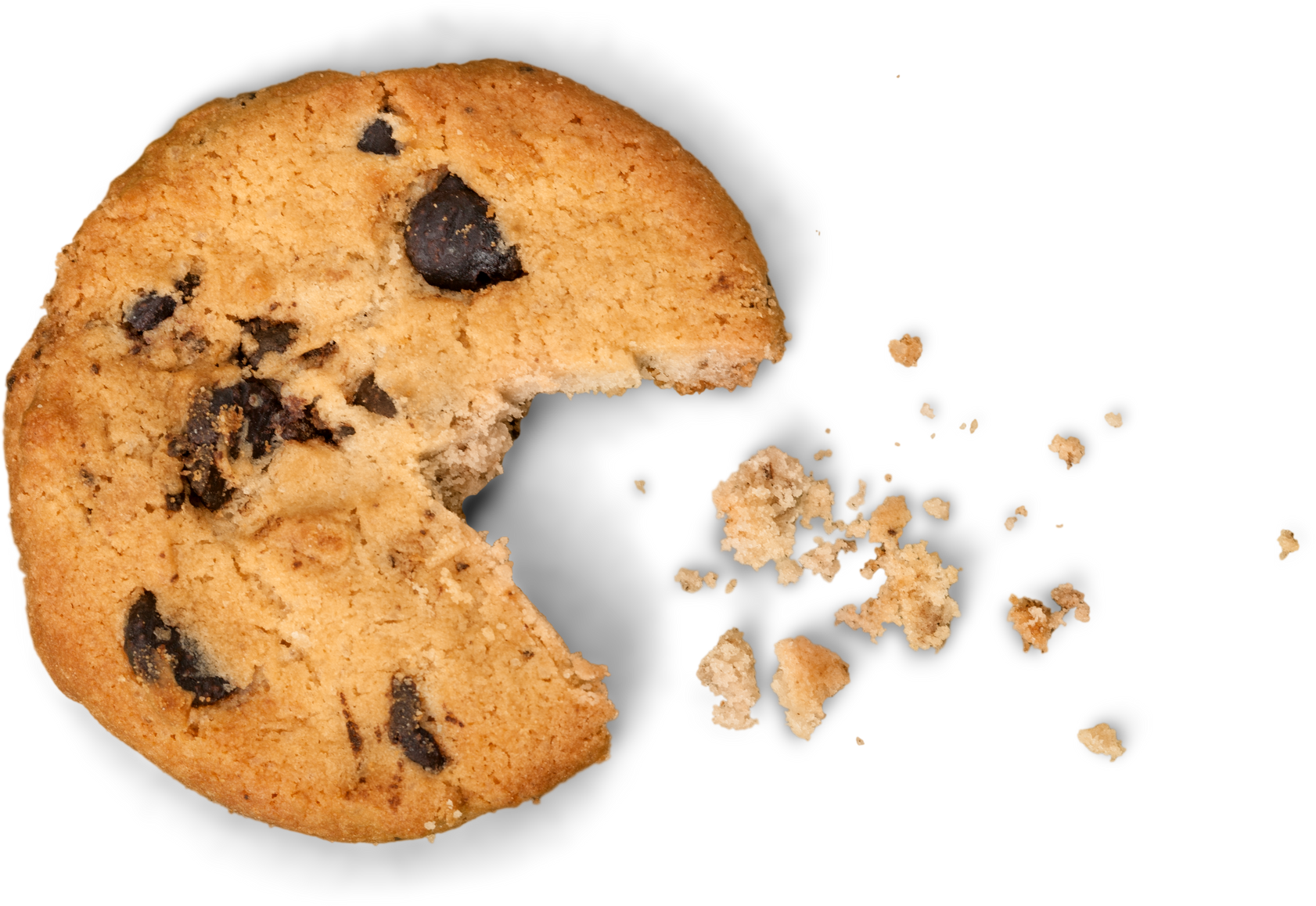 Partially Eaten Chocolate Chip Cookie